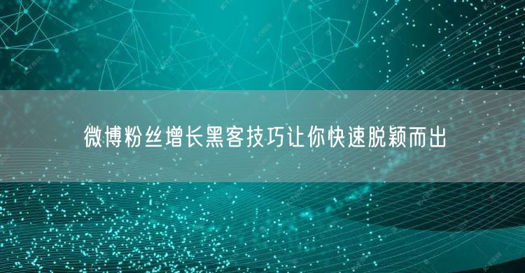 微博粉丝增长黑客技巧让你快速脱颖而出