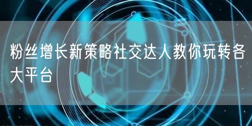粉丝增长新策略社交达人教你玩转各大平台