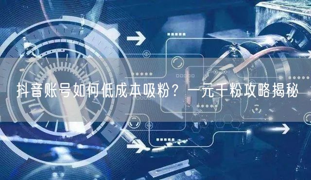 抖音账号如何低成本吸粉？一元千粉攻略揭秘