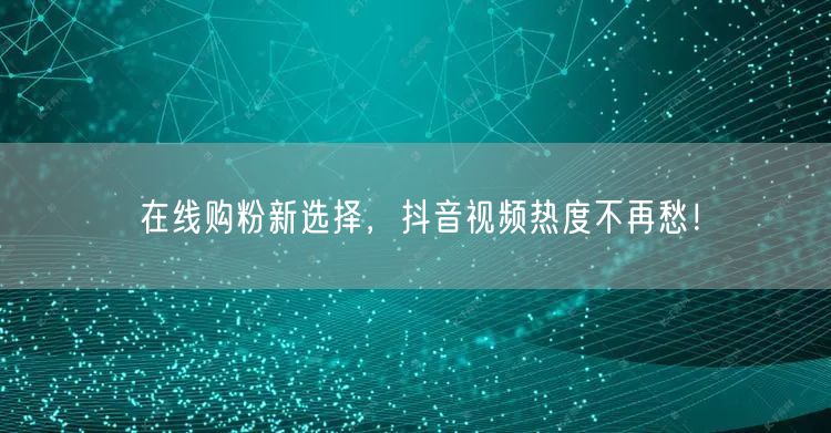 在线购粉新选择，抖音视频热度不再愁！