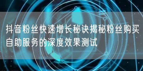 抖音粉丝快速增长秘诀揭秘粉丝购买自助服务的深度效果测试