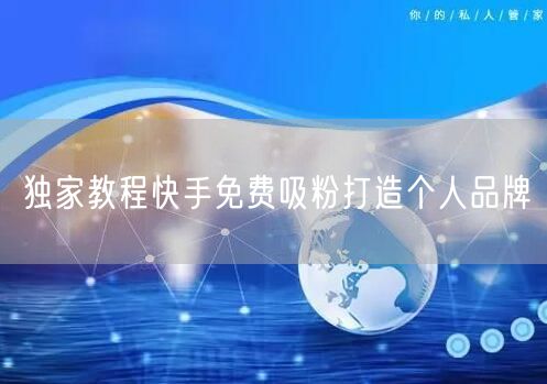 独家教程快手免费吸粉打造个人品牌