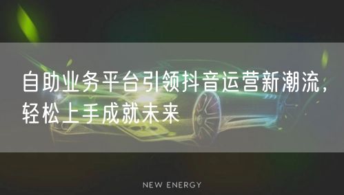 自助业务平台引领抖音运营新潮流，轻松上手成就未来