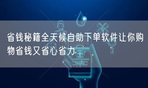 省钱秘籍全天候自助下单软件让你购物省钱又省心省力
