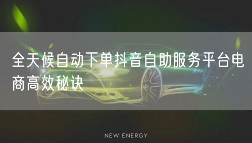 全天候自动下单抖音自助服务平台电商高效秘诀