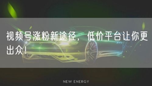 视频号涨粉新途径,低价平台让你更出众!